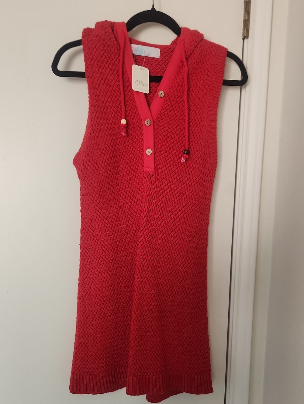 Free People Beach- Red Knit Cover Up